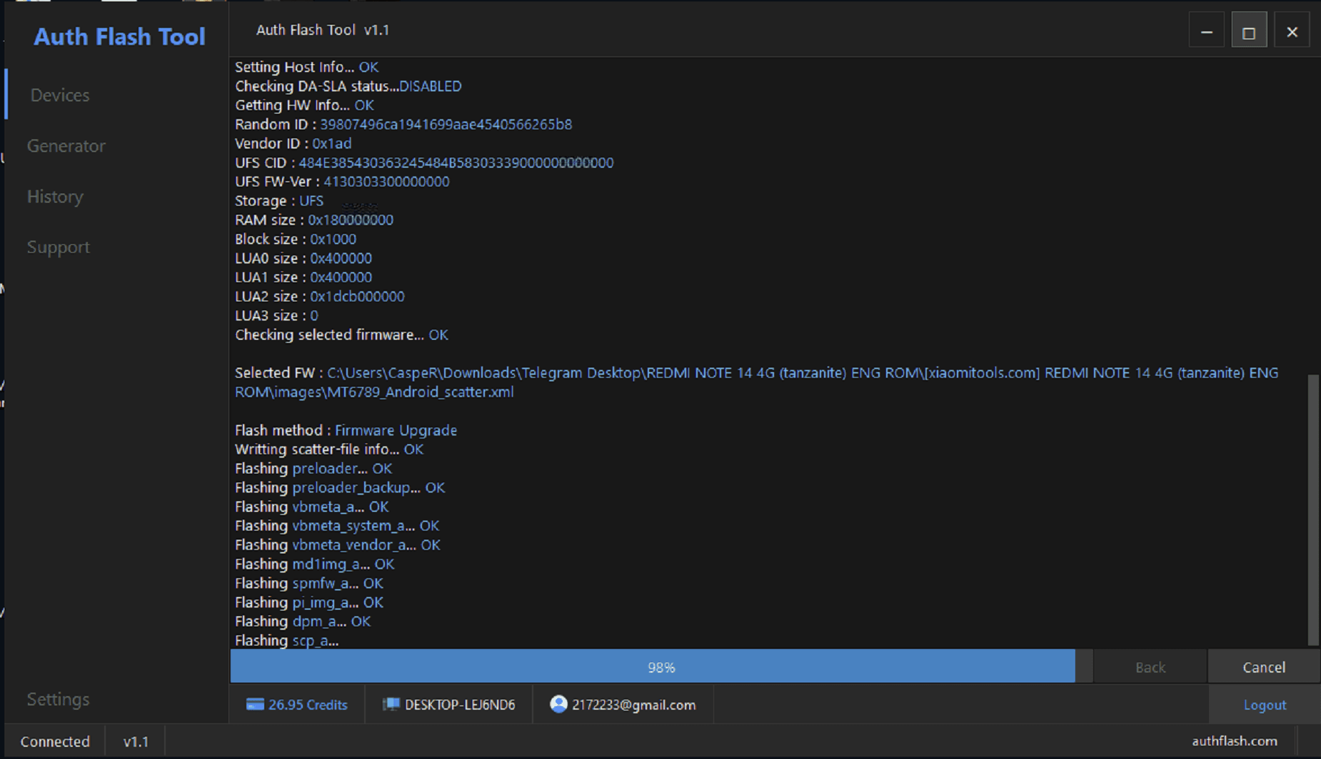 Auth Flash Tool Interface